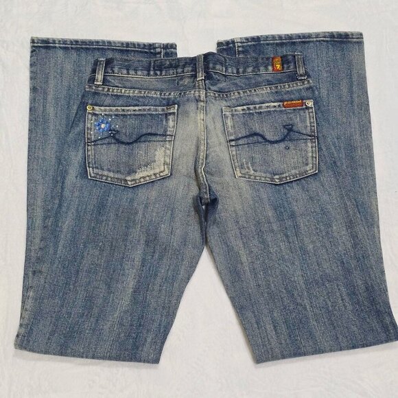 7 For All Mankind ✦ Flare Jeans ✦ “Great Wall of China” Rhinestone Collector 29 - Picture 7 of 13